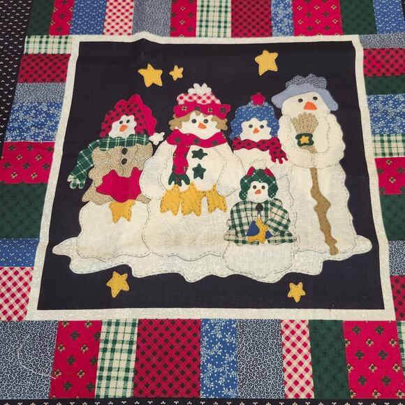 Leslie Beck Snowmen Santa Christmas 2 Pillow Fabric Panels VIP Print Cotton - Picture 3 of 10